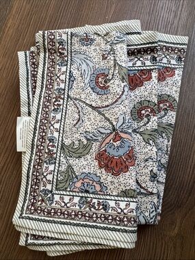 Threshold Floral Print Table Napkins in Cream, Blue, Green, Rust